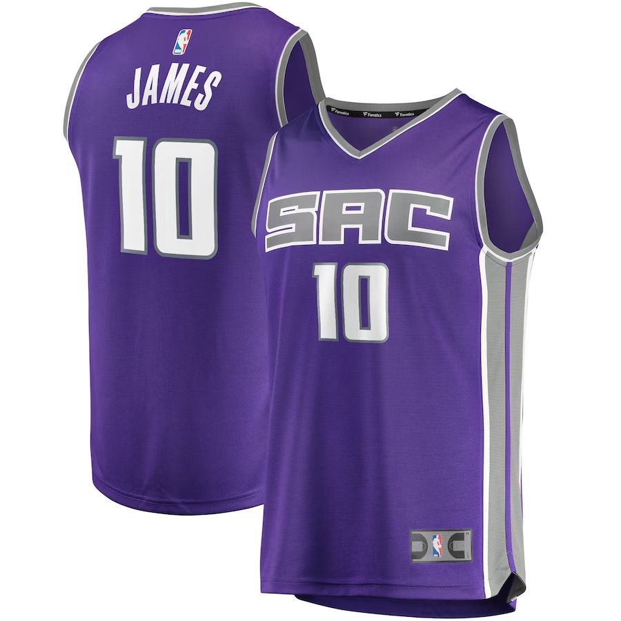 Men Sacramento Kings 10 Justin James Fanatics Branded Purple Fast Break Replica NBA Jersey